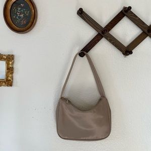 tan nylon shoulder bag